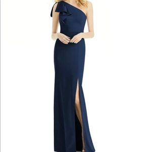 After Six one shoulder bow crepe dress, size 2